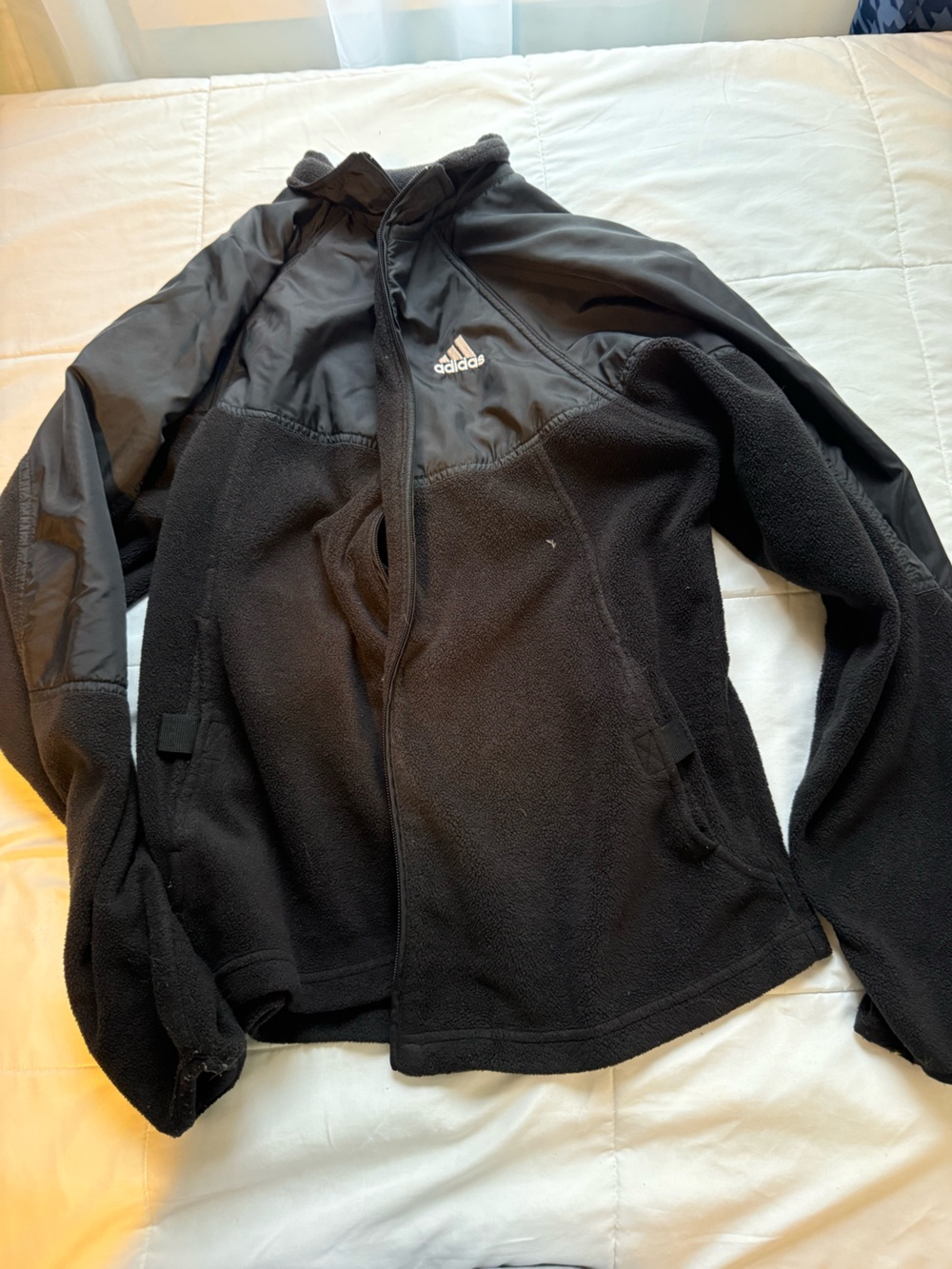 Adidas mens fleece zip up jacket black